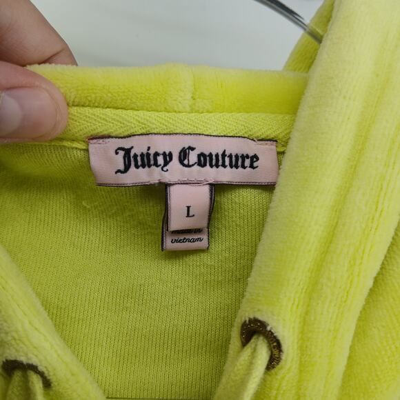 Juicy Couture Yellow Velour Tracksuit Jacket Women LG Y2K Paris Hilton JC Emblem - Picture 3 of 9